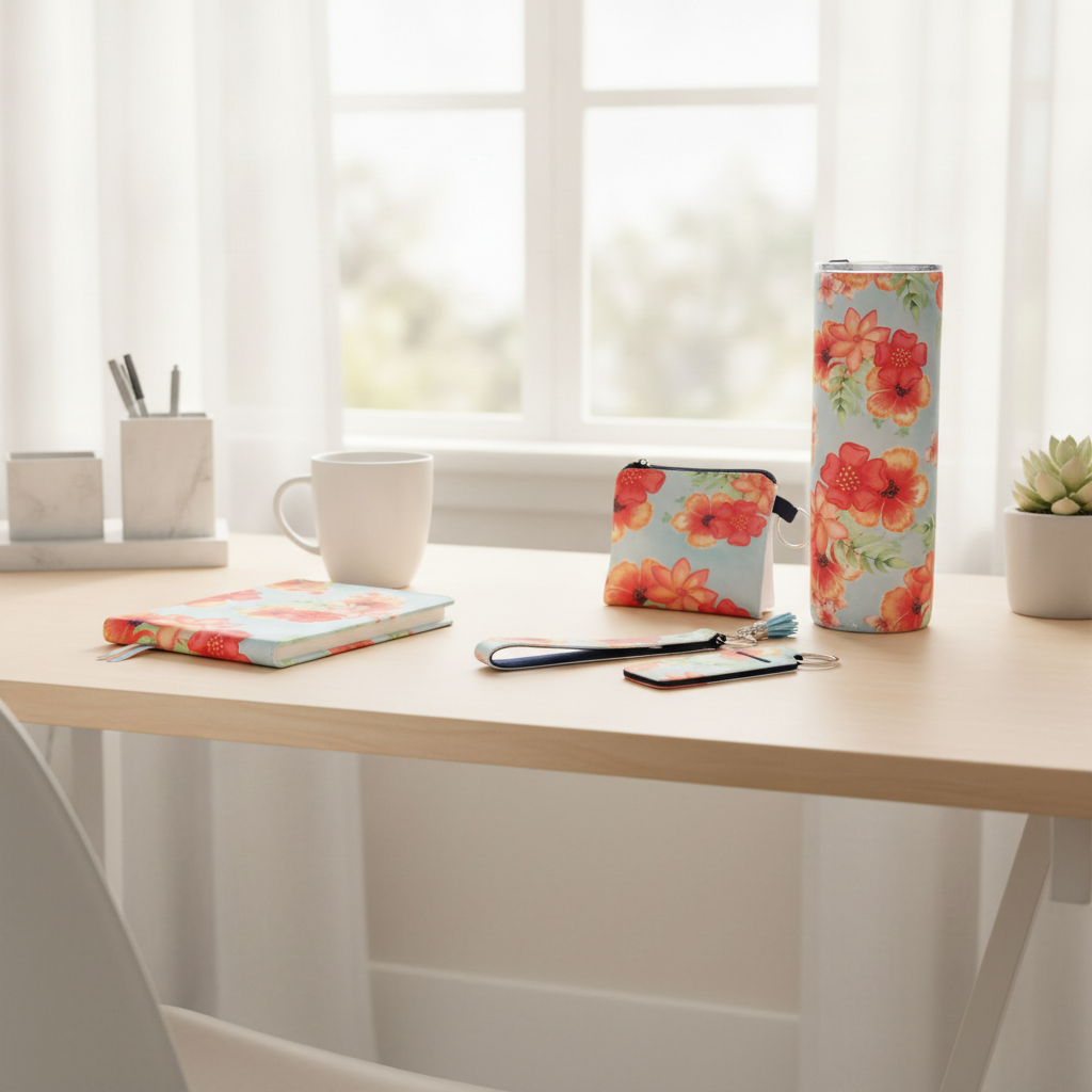 Tropical Blossom Collection — 20 oz Insulated Tumbler, Keychain, Journal, Zip Pouch