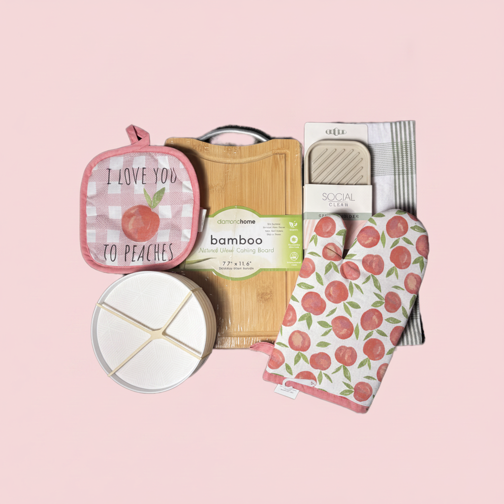 Sweet Peach Cutting Board Kit, Gift Bag