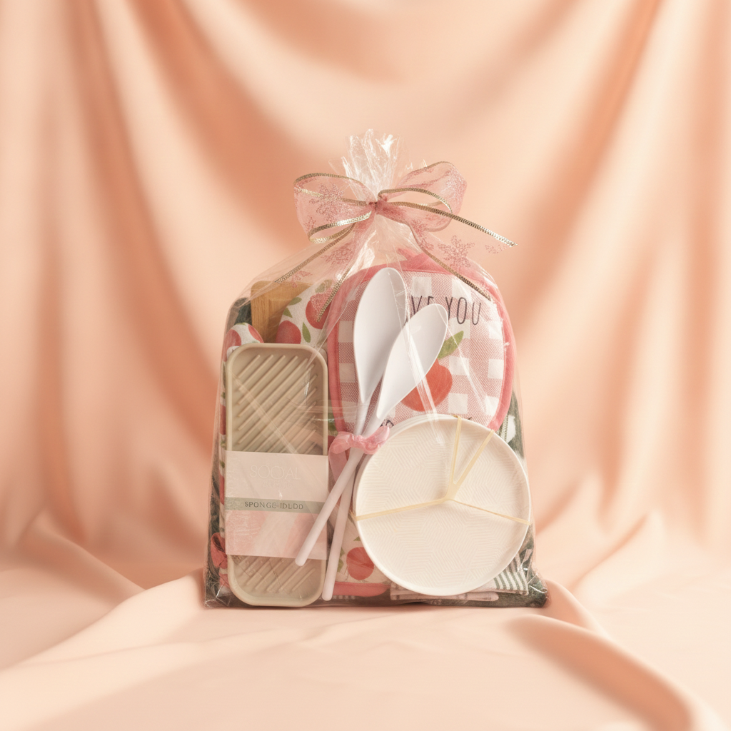 Sweet Peach Cutting Board Kit, Gift Bag